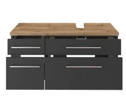 Waschbeckenschrank Dasa (rechts) 90cm mit 4 Schubladen - graphit/mattgrau