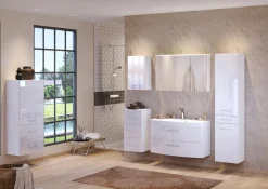 Waschbeckenschrank Florent gebogen 120cm 2 Schubladen - weiß