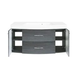 Waschbeckenschrank Florent gebogen 120cm 2 Schubladen und 2 Türen - graphit/graue Eiche