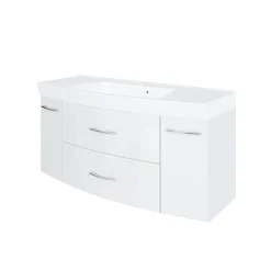 Waschbeckenschrank Florent gebogen 120cm 2 Schubladen und 2 Türen - weiß