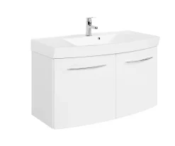 Waschbeckenschrank Florent gebogen 100cm 2 Türen - weiß