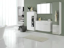 Waschbeckenschrank Florent gebogen 100cm 2 Türen - weiß