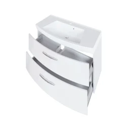 Waschbeckenschrank Florent gebogen 100cm 2 Schubladen - weiß