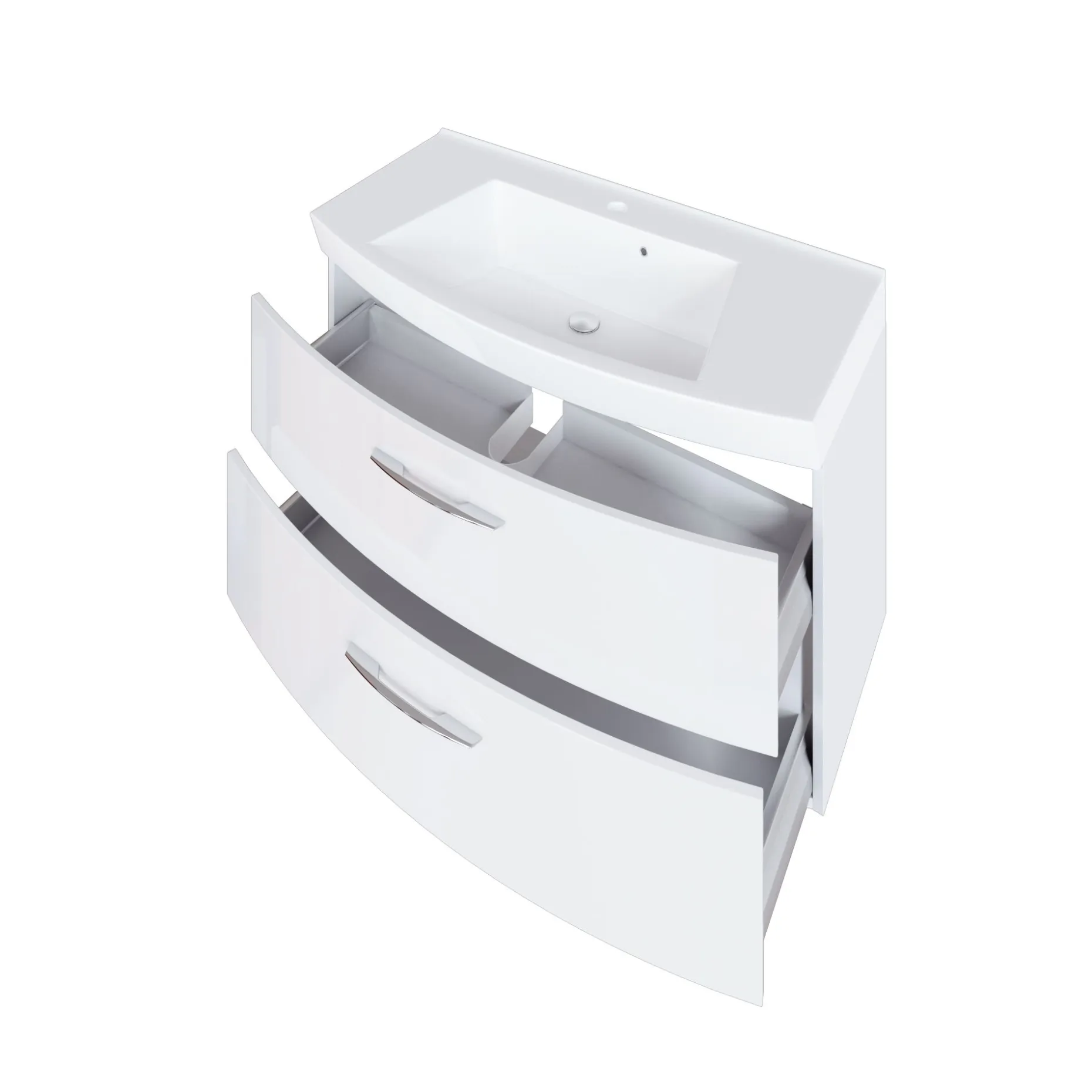 Waschbeckenschrank Florent gebogen 100cm 2 Schubladen - weiß