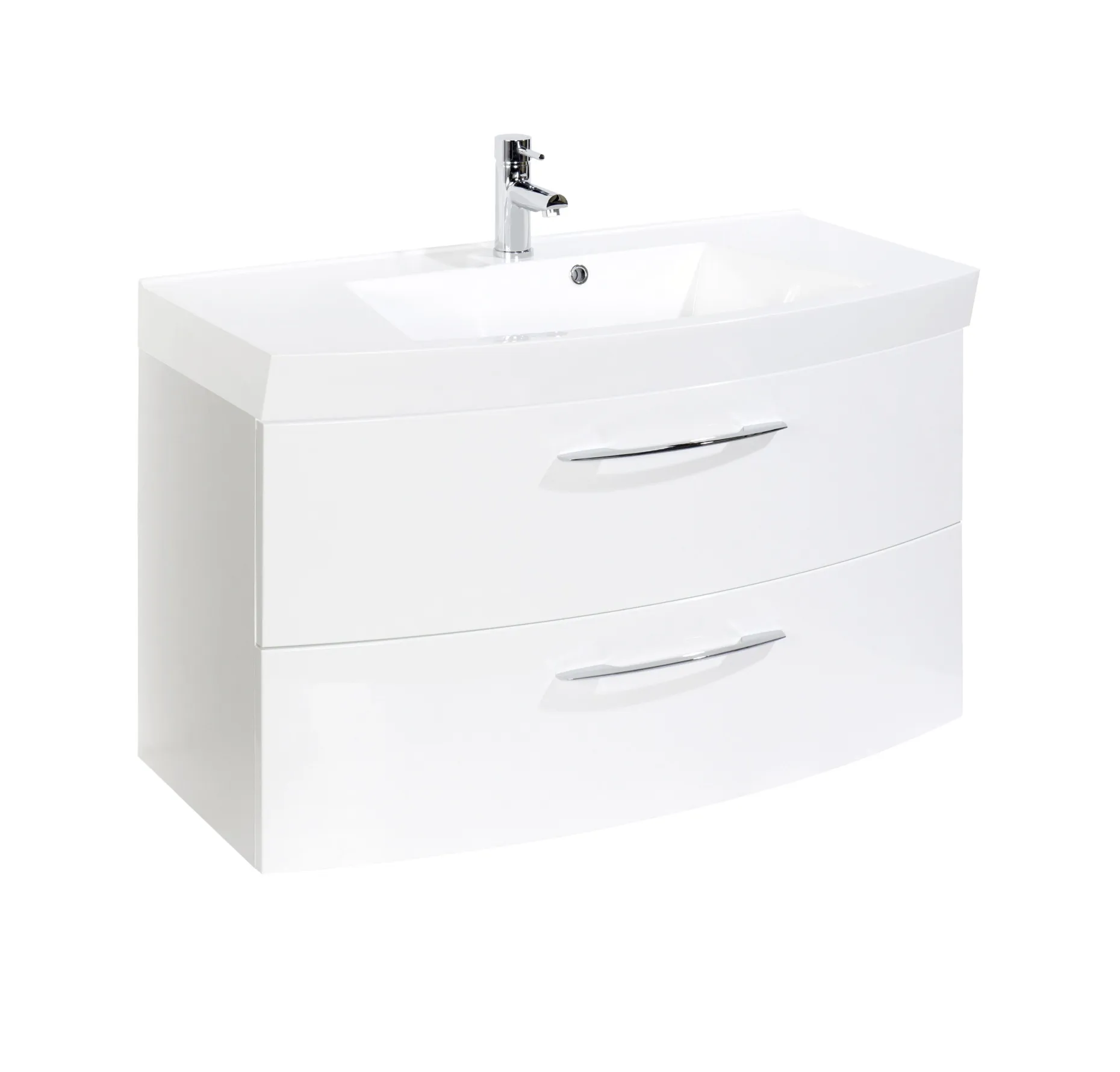Waschbeckenschrank Florent gebogen 100cm 2 Schubladen - weiß