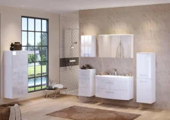Waschbeckenschrank Florent gebogen 100cm 2 Schubladen - weiß