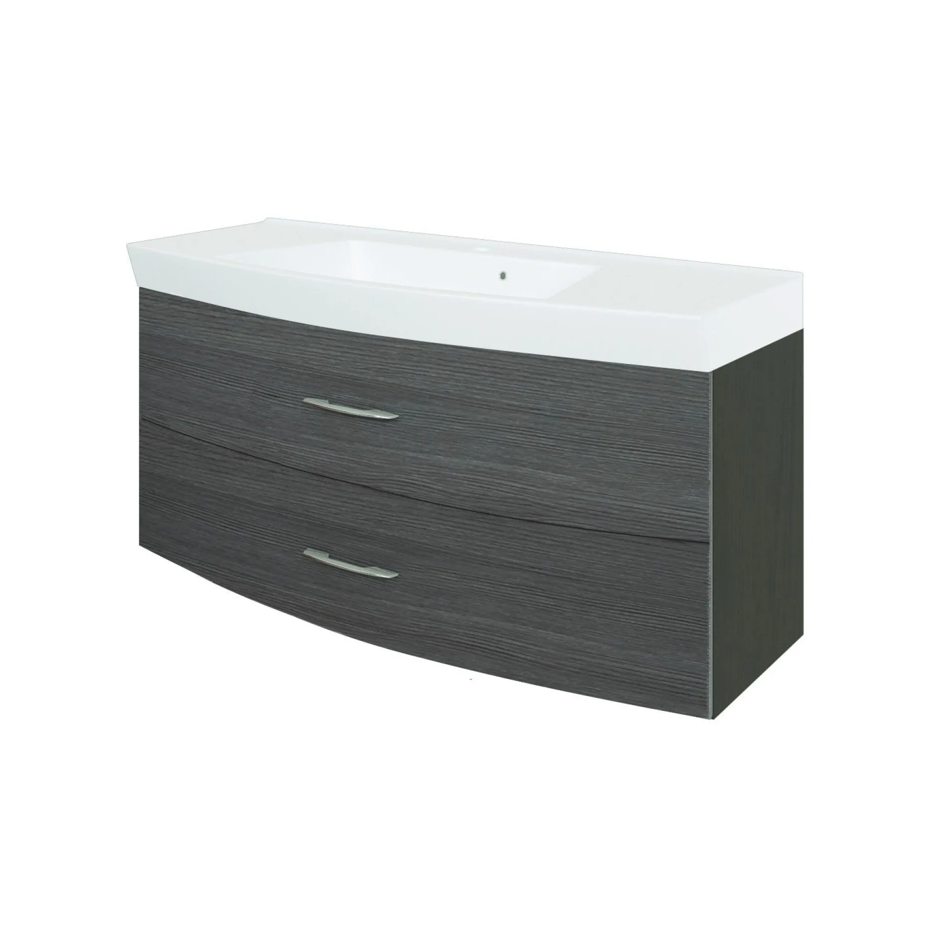 Waschbeckenschrank Florent gebogen 120cm 2 Schubladen - graphit/graue Eiche