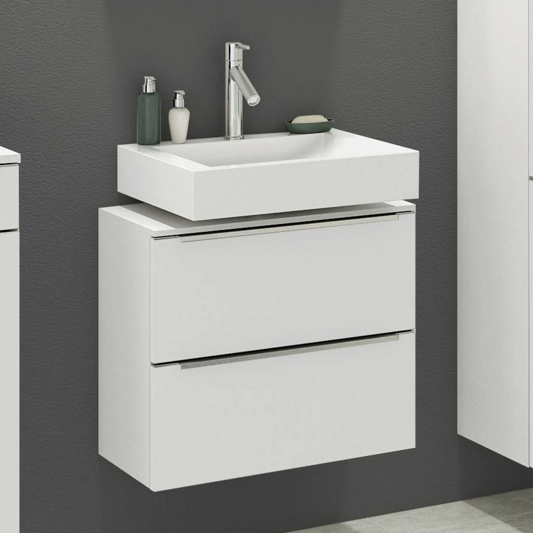Waschbeckenschrank Hansen 60cm 2 Schubladen - weiß