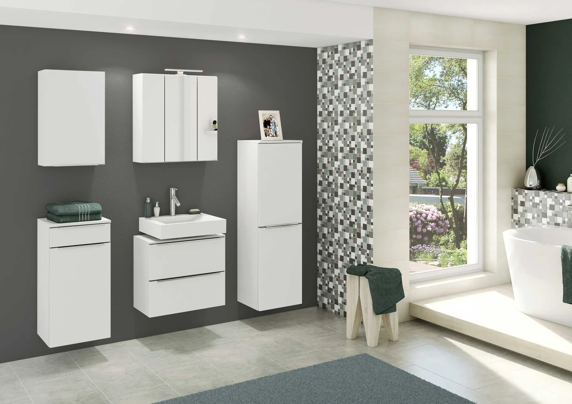 Waschbeckenschrank Hansen 60cm 2 Schubladen - weiß