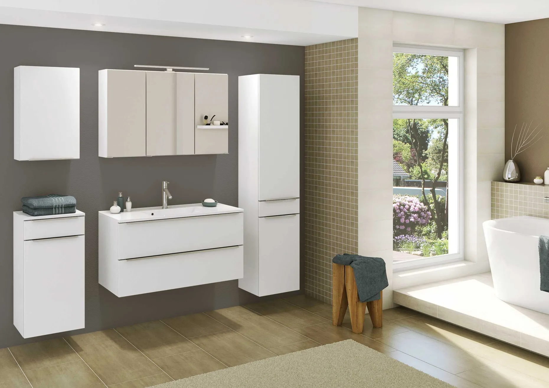 Waschbeckenschrank Hansen 100cm 2 Schubladen - weiß