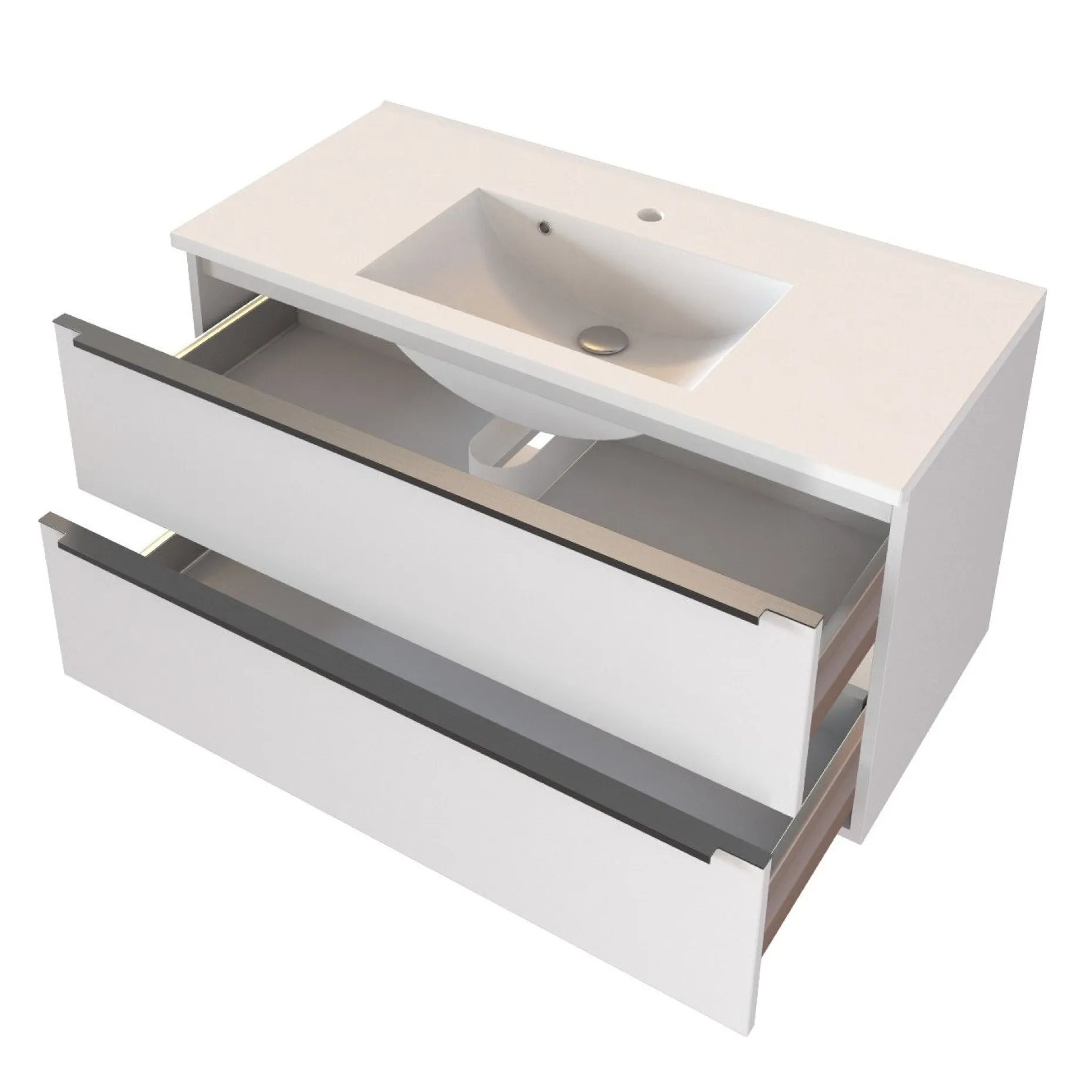 Waschbeckenschrank Hansen 100cm 2 Schubladen - weiß