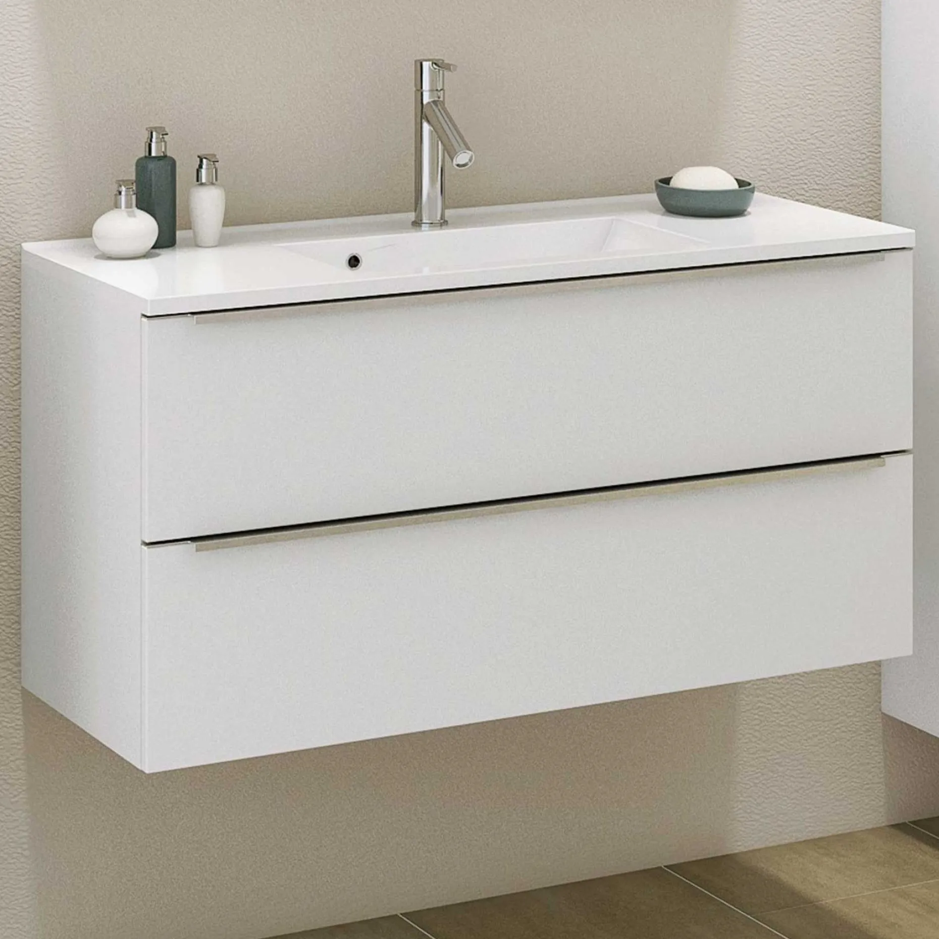 Waschbeckenschrank Hansen 100cm 2 Schubladen - weiß