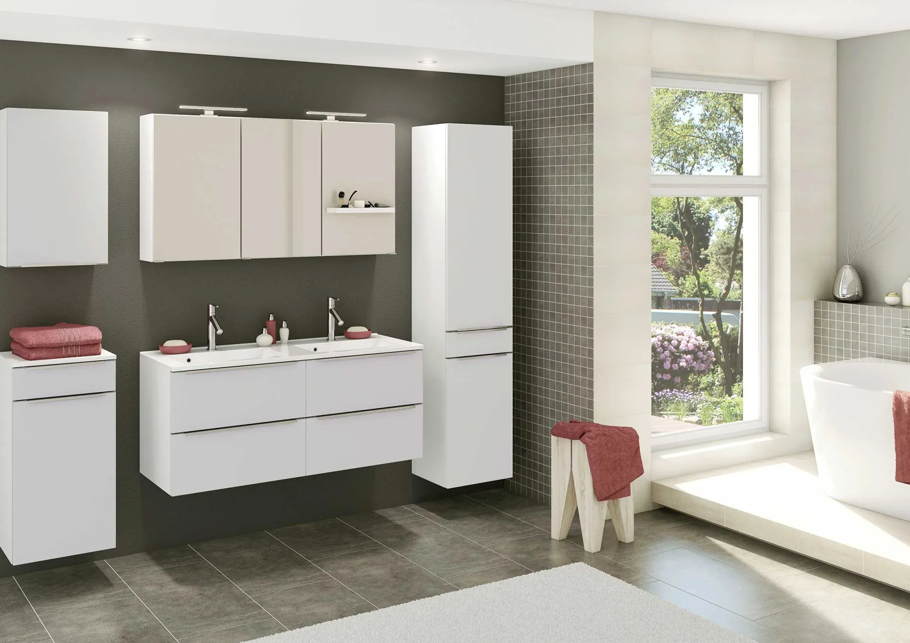 Waschbeckenschrank Hansen 120cm 4 Schubladen - weiß