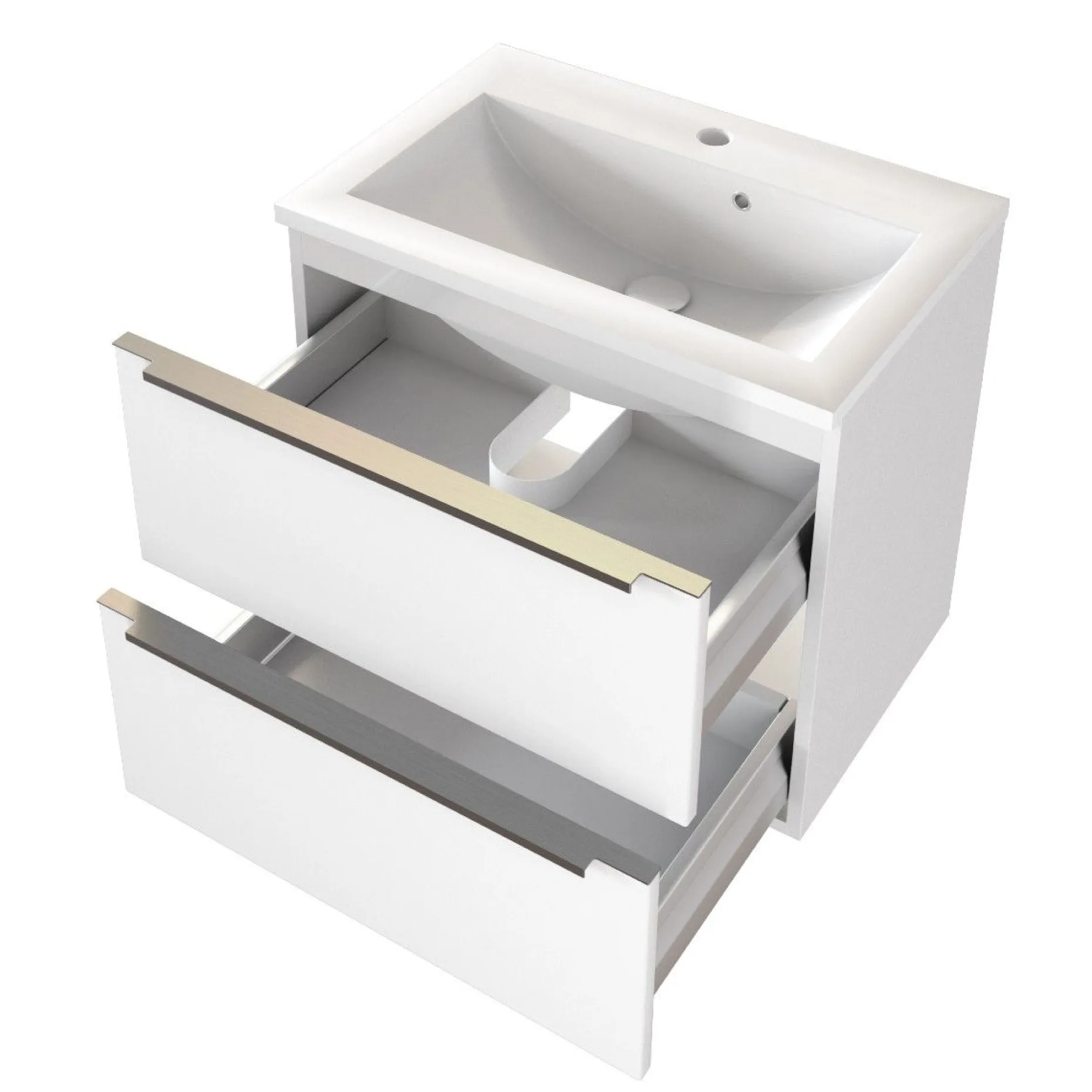 Waschbeckenschrank Hansen L60xT48cm 2 Schubladen - weiß