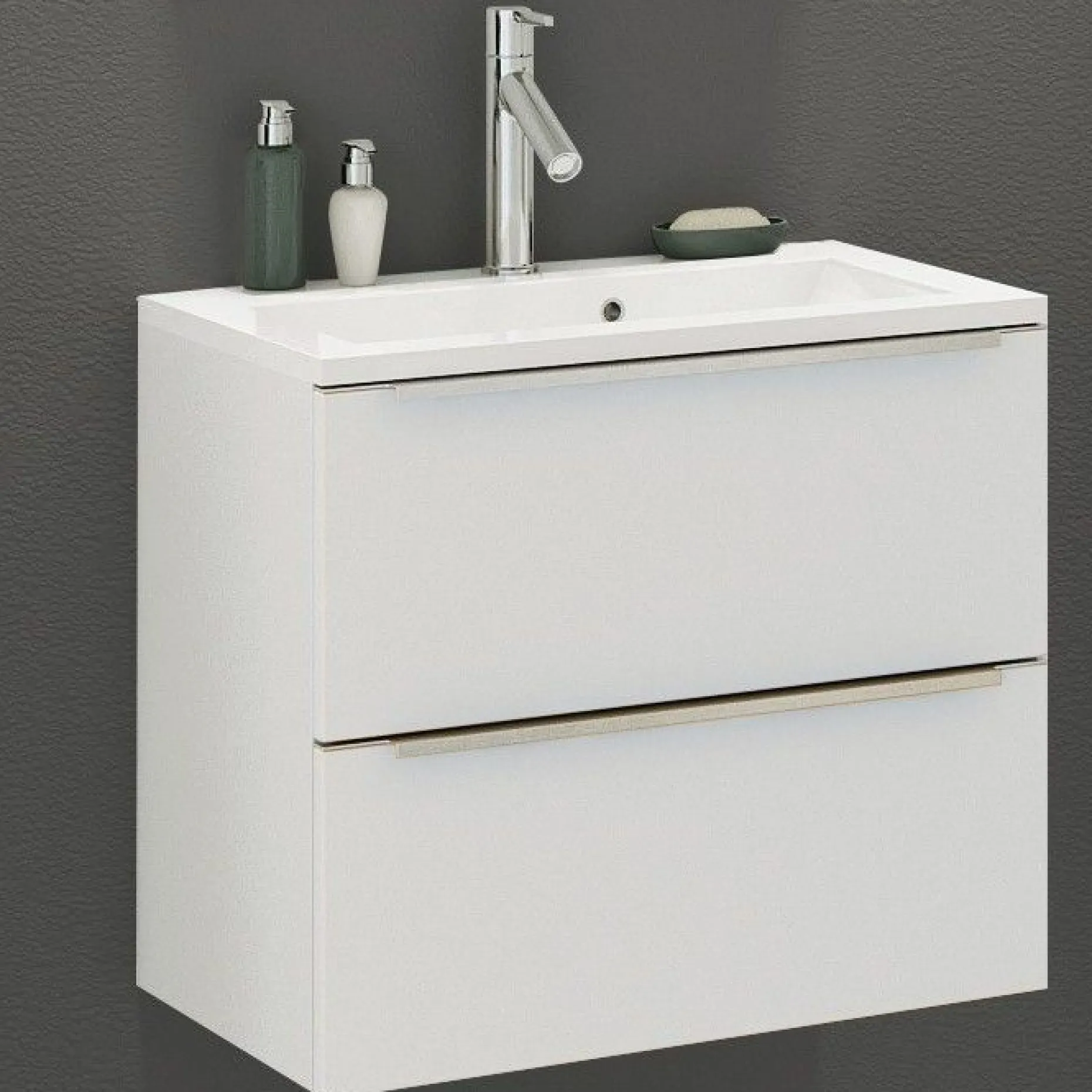 Waschbeckenschrank Hansen L60xT48cm 2 Schubladen - weiß
