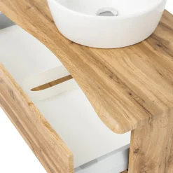 Waschbeckenschrank Karan 61cm mit Waschbecken und 1 Schublade - Eiche