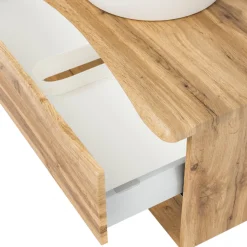 Waschbeckenschrank Karan 121cm mit zwei Waschbecken und zwei Schubladen - Eiche