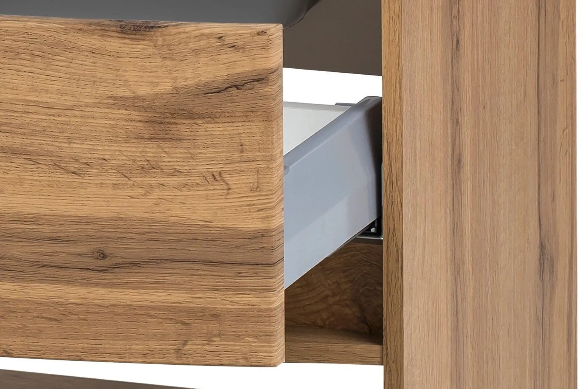 Waschbeckenschrank Kornel 80cm weißes Waschbecken - Eiche