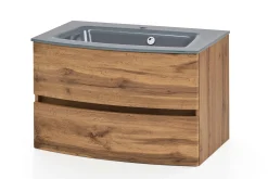 Waschbeckenschrank Kornel 80cm grau Waschbecken - Eiche