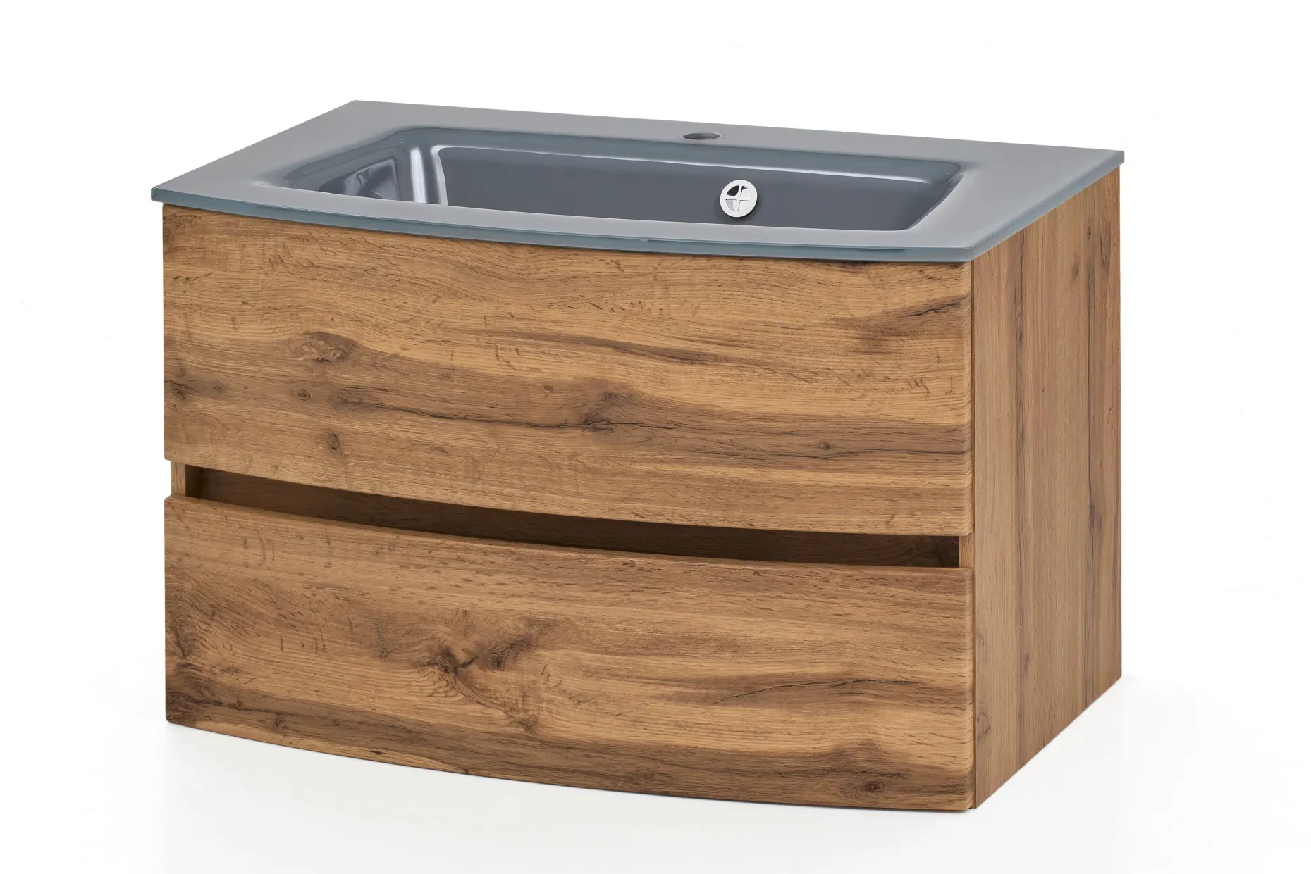 Waschbeckenschrank Kornel 80cm grau Waschbecken - Eiche