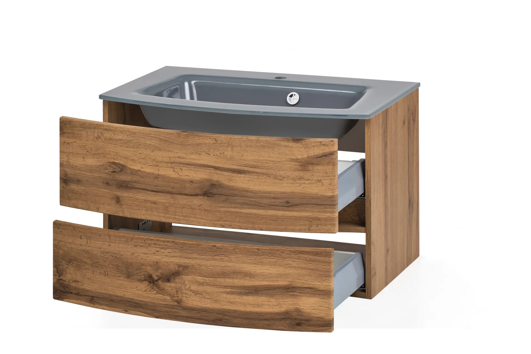 Waschbeckenschrank Kornel 80cm grau Waschbecken - Eiche