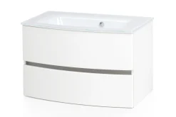 Waschbeckenschrank Kornel 80cm weißes Waschbecken - weiß