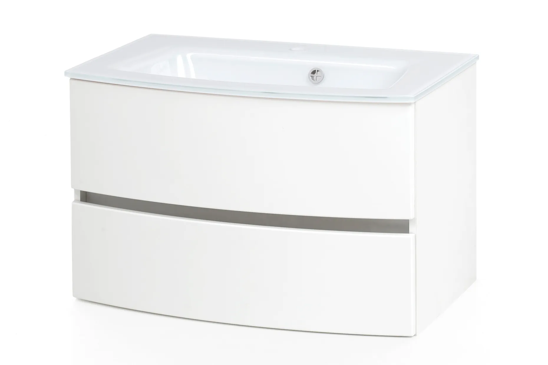 Waschbeckenschrank Kornel 80cm weißes Waschbecken - weiß