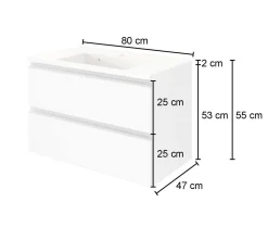 Waschbeckenschrank Lotuk 80cm 2 Schubladen - Eiche grau