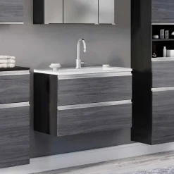 Waschbeckenschrank Lotuk 80cm 2 Schubladen - Eiche grau