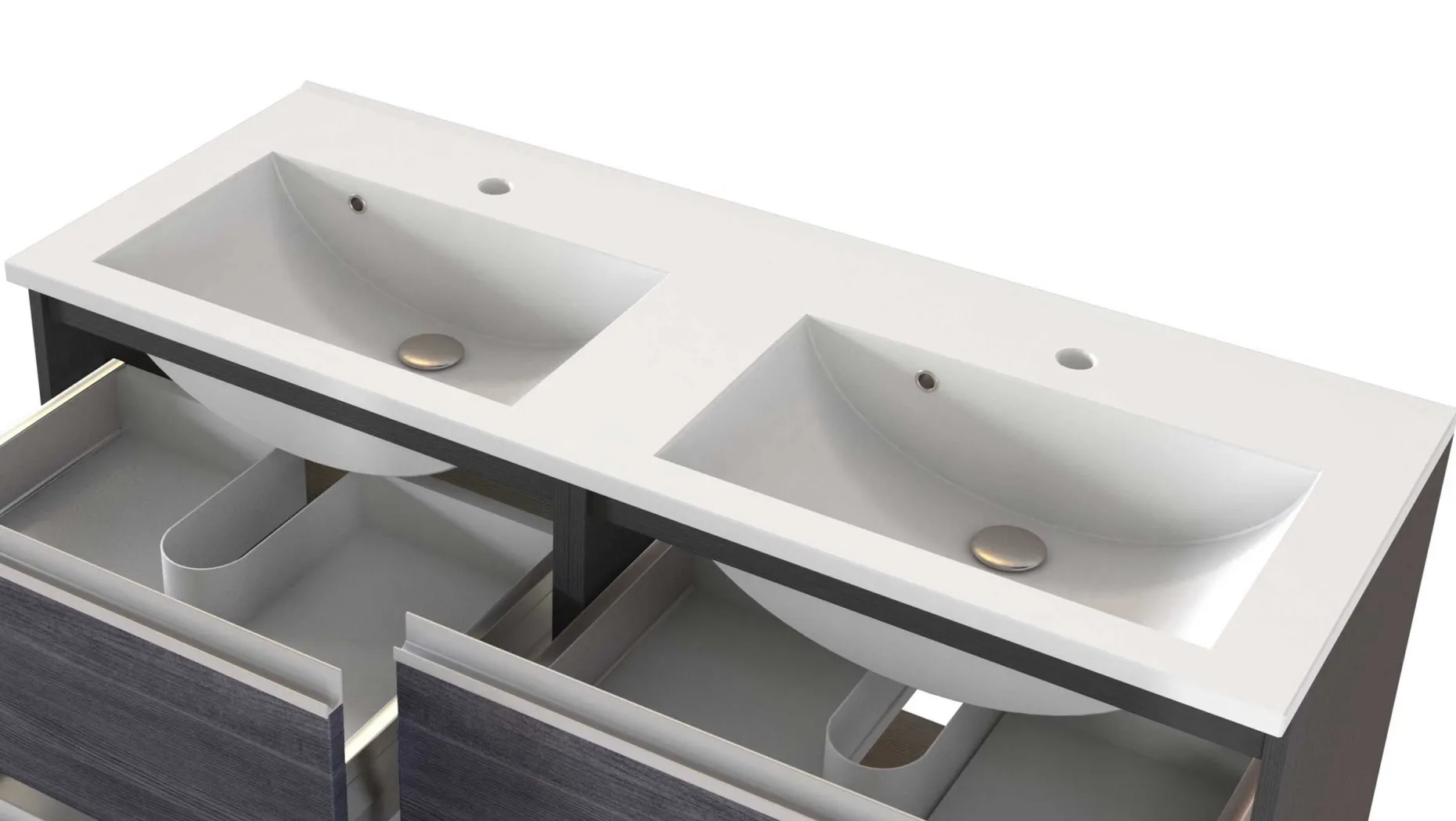 Waschbeckenschrank Lotuk 120cm 4 Schubladen - Eiche grau