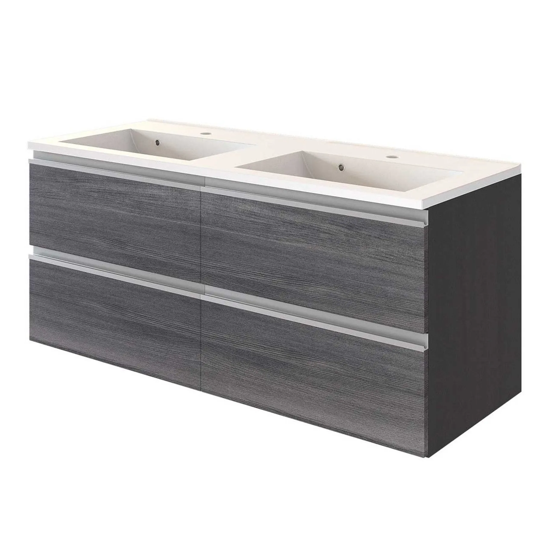 Waschbeckenschrank Lotuk 120cm 4 Schubladen - Eiche grau