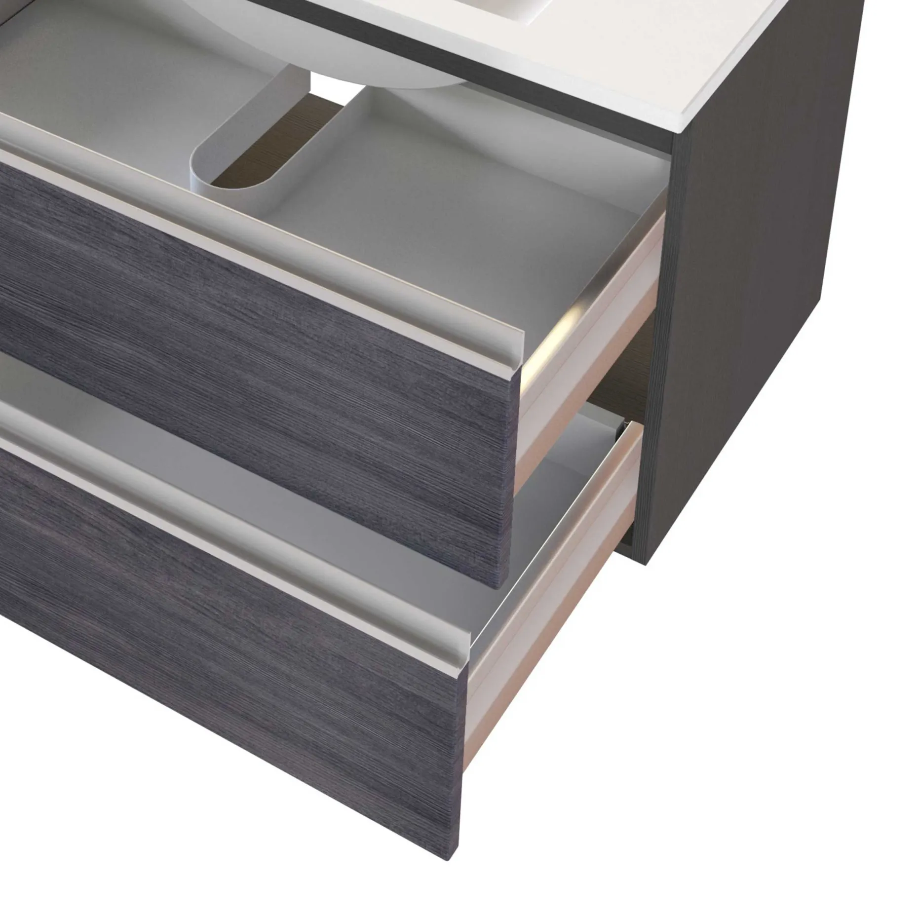 Waschbeckenschrank Lotuk 120cm 4 Schubladen - Eiche grau