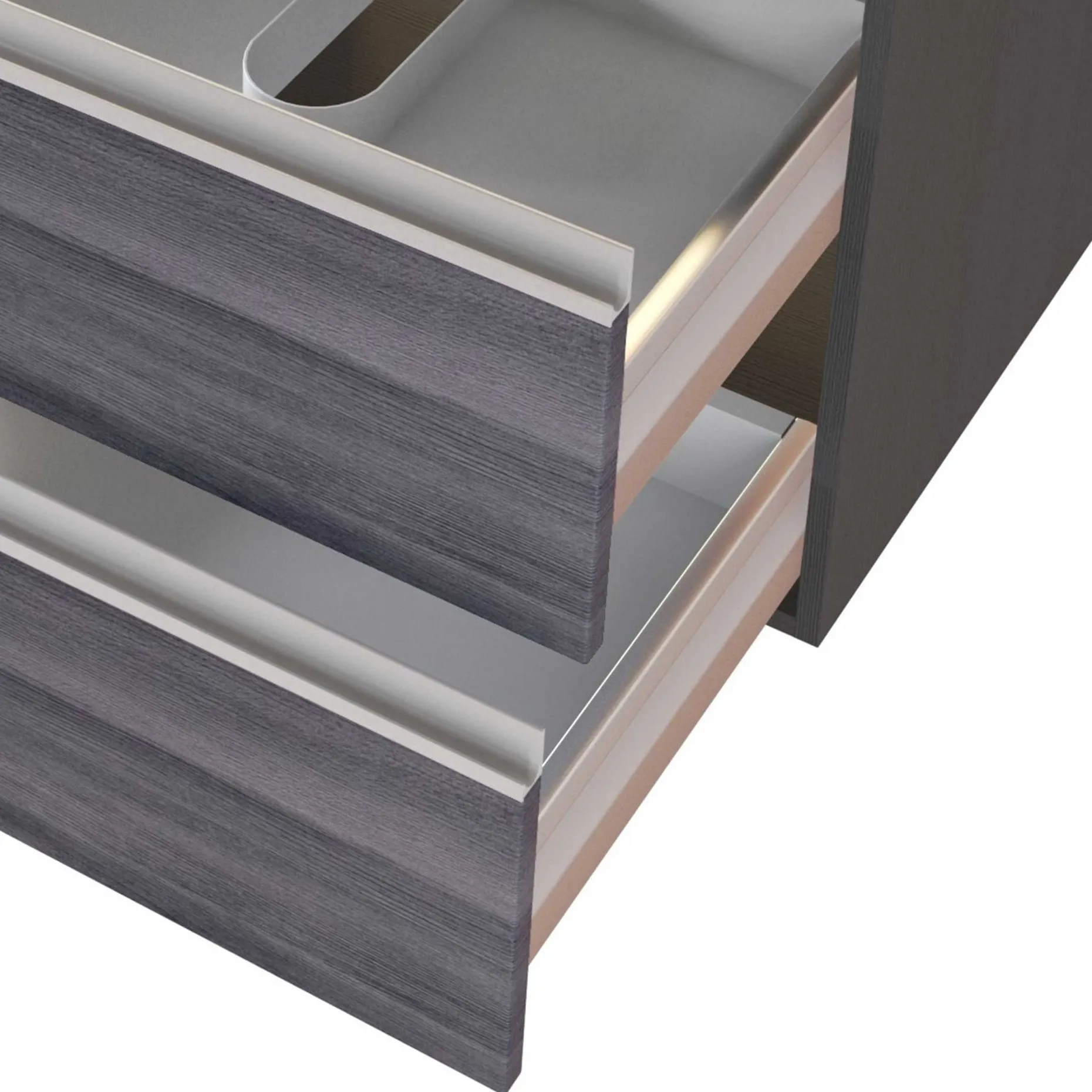 Waschbeckenschrank Lotuk L60xT48cm mit 2 Schubladen - Eiche grau