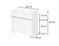 Waschbeckenschrank Luna 60cm 1 Schublade - Eiche/grau