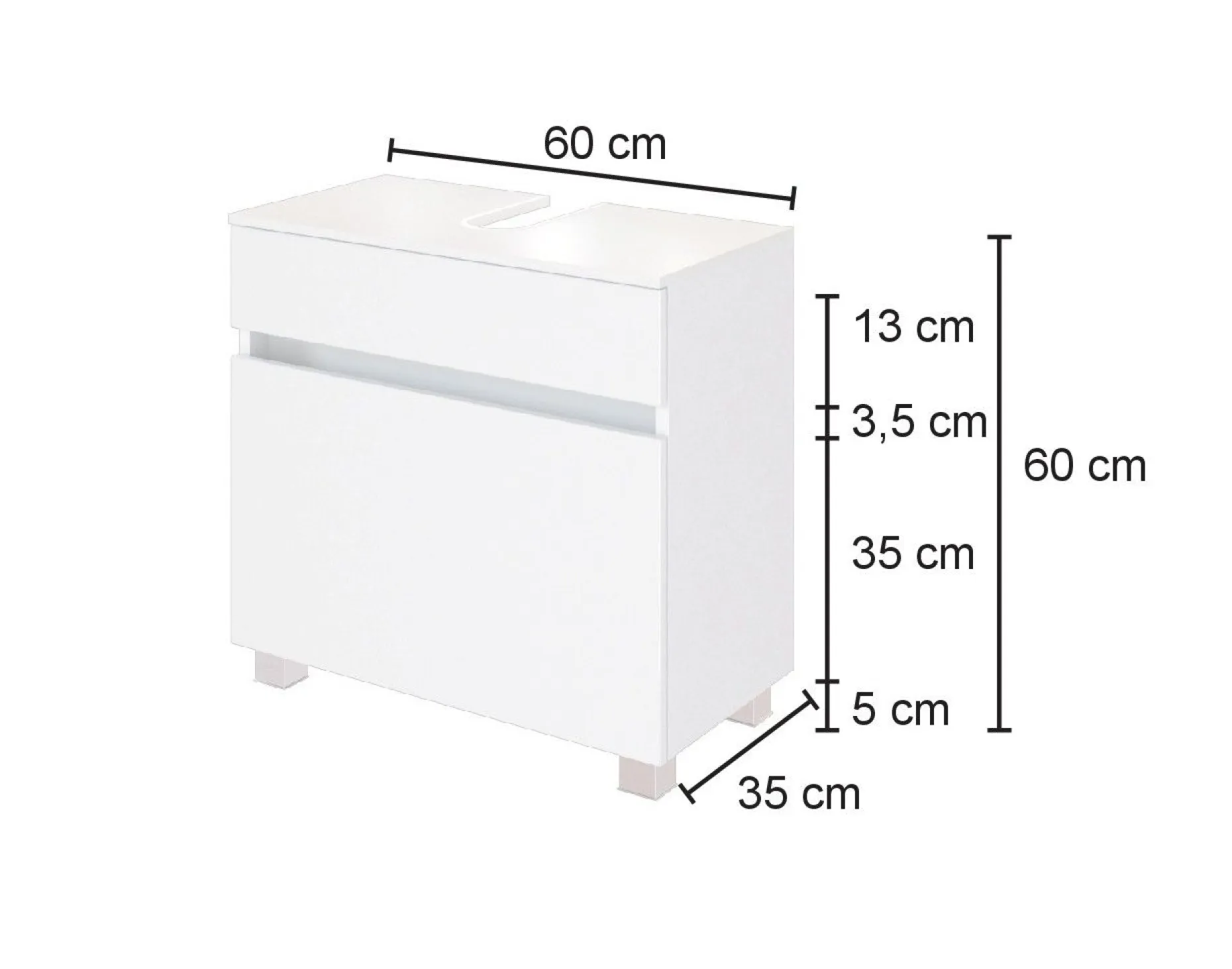 Waschbeckenschrank Luna 60cm 1 Schublade - graphit/quecksilber