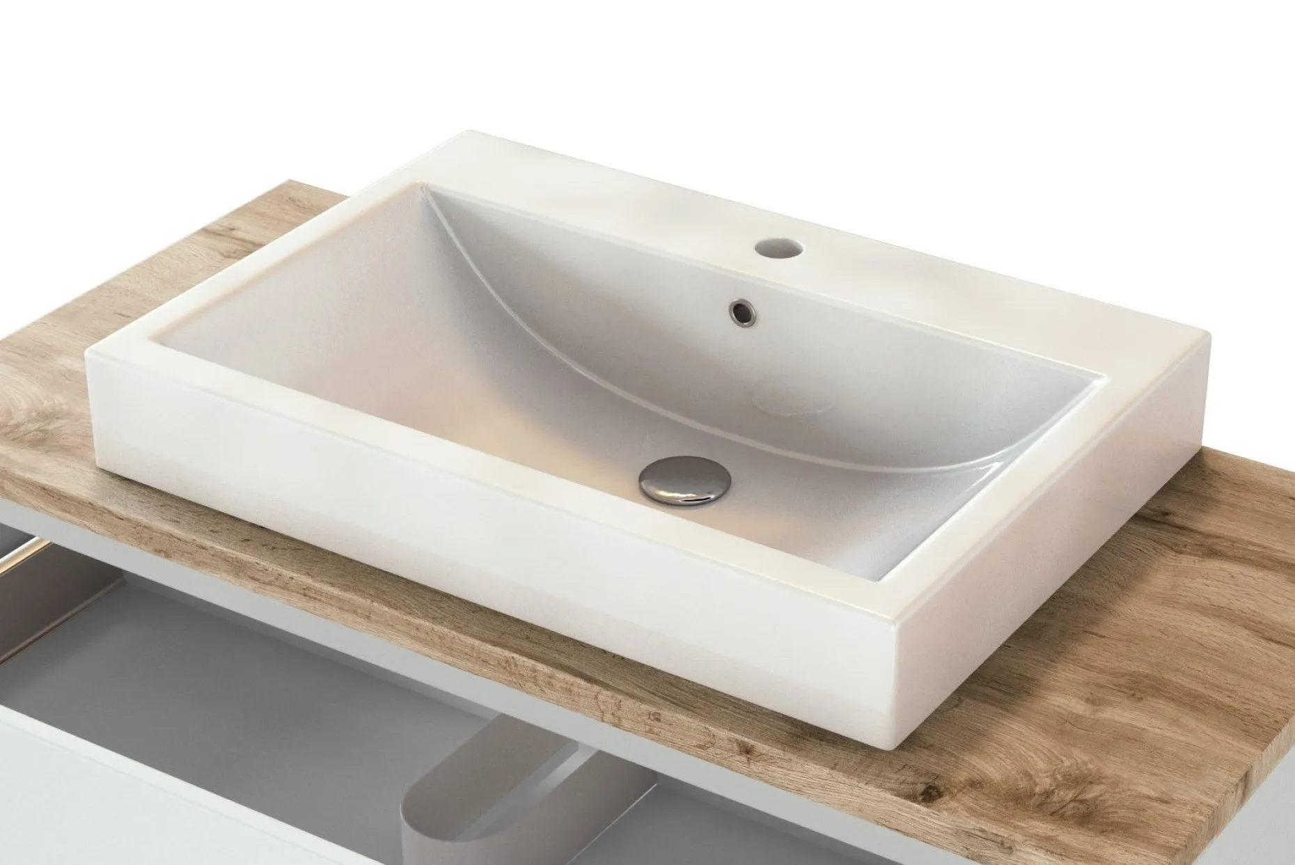 Waschbeckenschrank Pisca 100cm 2 Schubladen - weiß