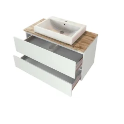 Waschbeckenschrank Pisca 100cm 2 Schubladen - weiß