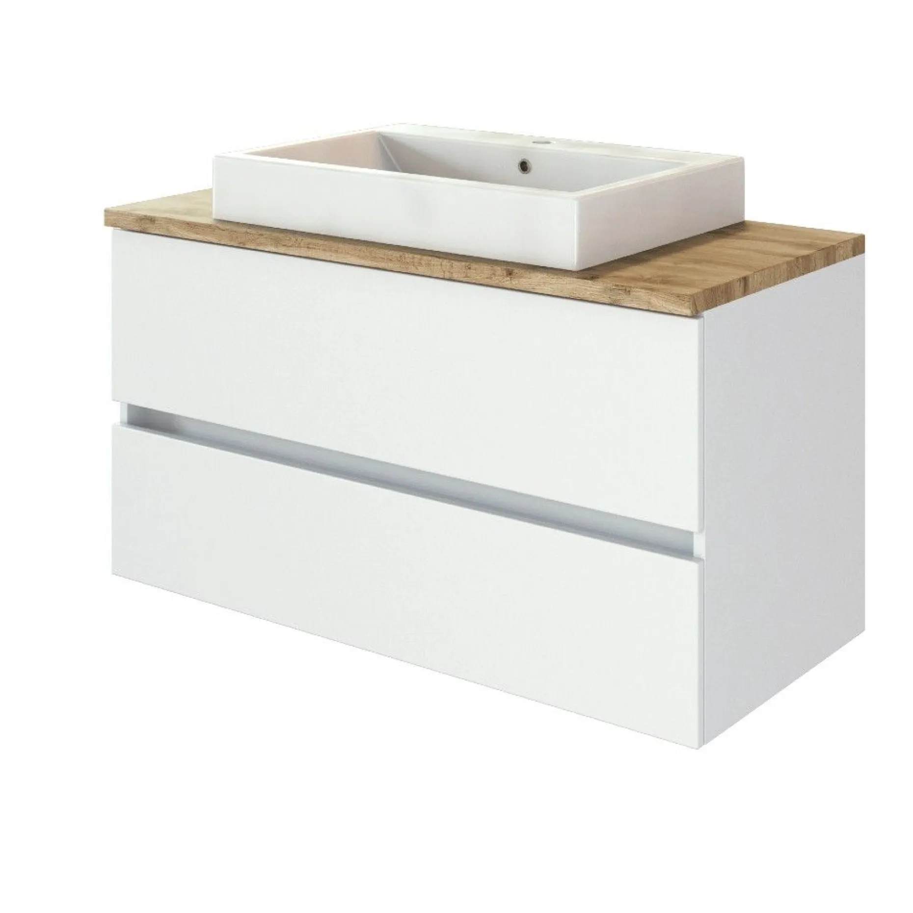 Waschbeckenschrank Pisca 100cm 2 Schubladen - weiß