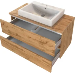 Waschbeckenschrank Pisca 100cm 2 Schubladen - Eiche