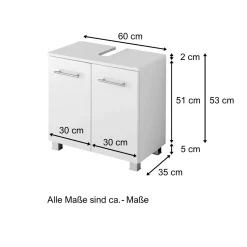 Waschbeckenschrank Pollet 60cm 2 Türen - weiß