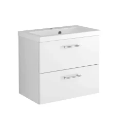 Waschbeckenschrank Pollet 60cm 2 Schubladen - weiß