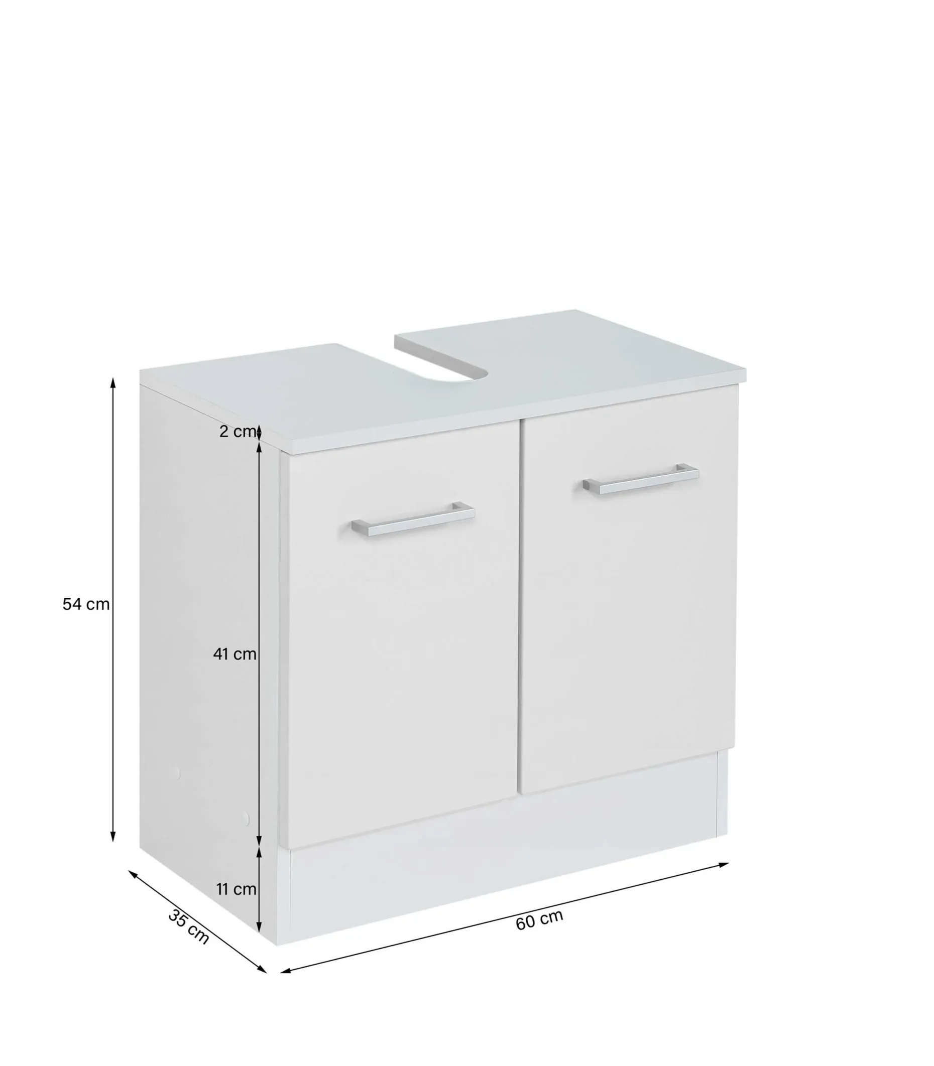 Waschbeckenschrank Ricca 60cm 2 Türen - weiß/hellgrau