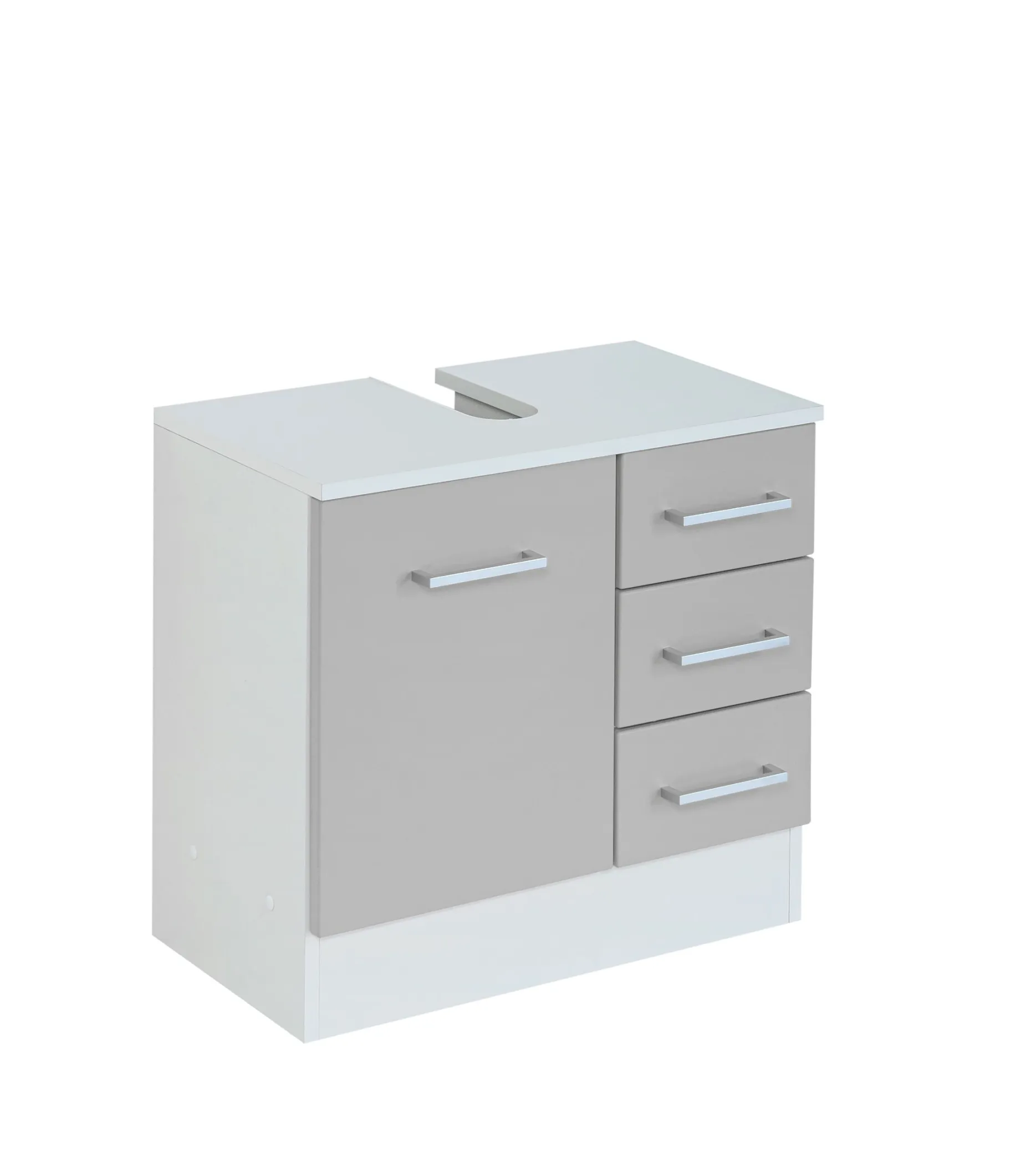 Waschbeckenschrank Ricca 60cm 1 Tür und 3 Schubladen - weiß/hellgrau