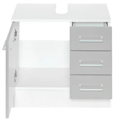 Waschbeckenschrank Ricca 60cm 1 Tür und 3 Schubladen - weiß/hellgrau
