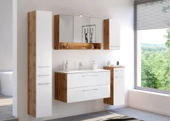 Waschbeckenschrank Sefa 100cm 2 Schubladen - Eiche/Weiß