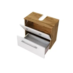Waschbeckenschrank Sefa 60cm 1 Tür und 1 Schublade - Eiche/Weiß