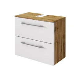 Waschbeckenschrank Sefa 60cm 1 Tür und 1 Schublade - Eiche/Weiß