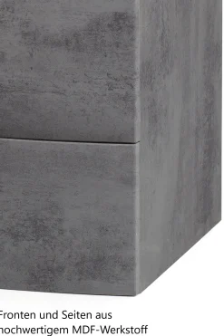 Waschbeckenschrank Stivan 80cm weißes Waschbecken - Beton