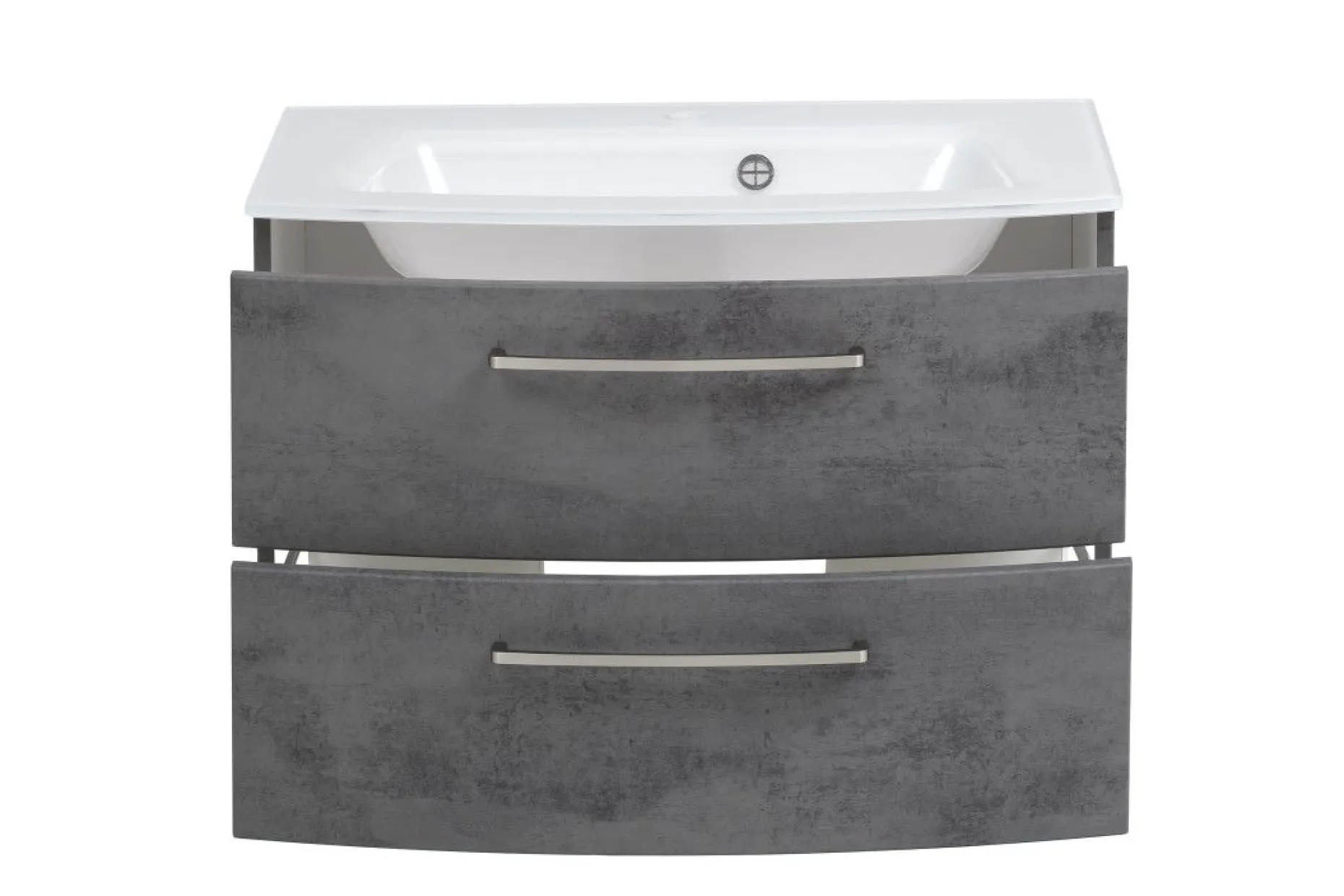 Waschbeckenschrank Stivan 80cm weißes Waschbecken - Beton