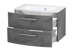 Waschbeckenschrank Stivan 80cm weißes Waschbecken - Beton